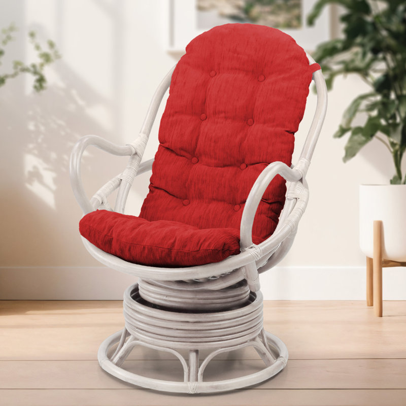 Upholstered Swivel Accent Chair, Red, White