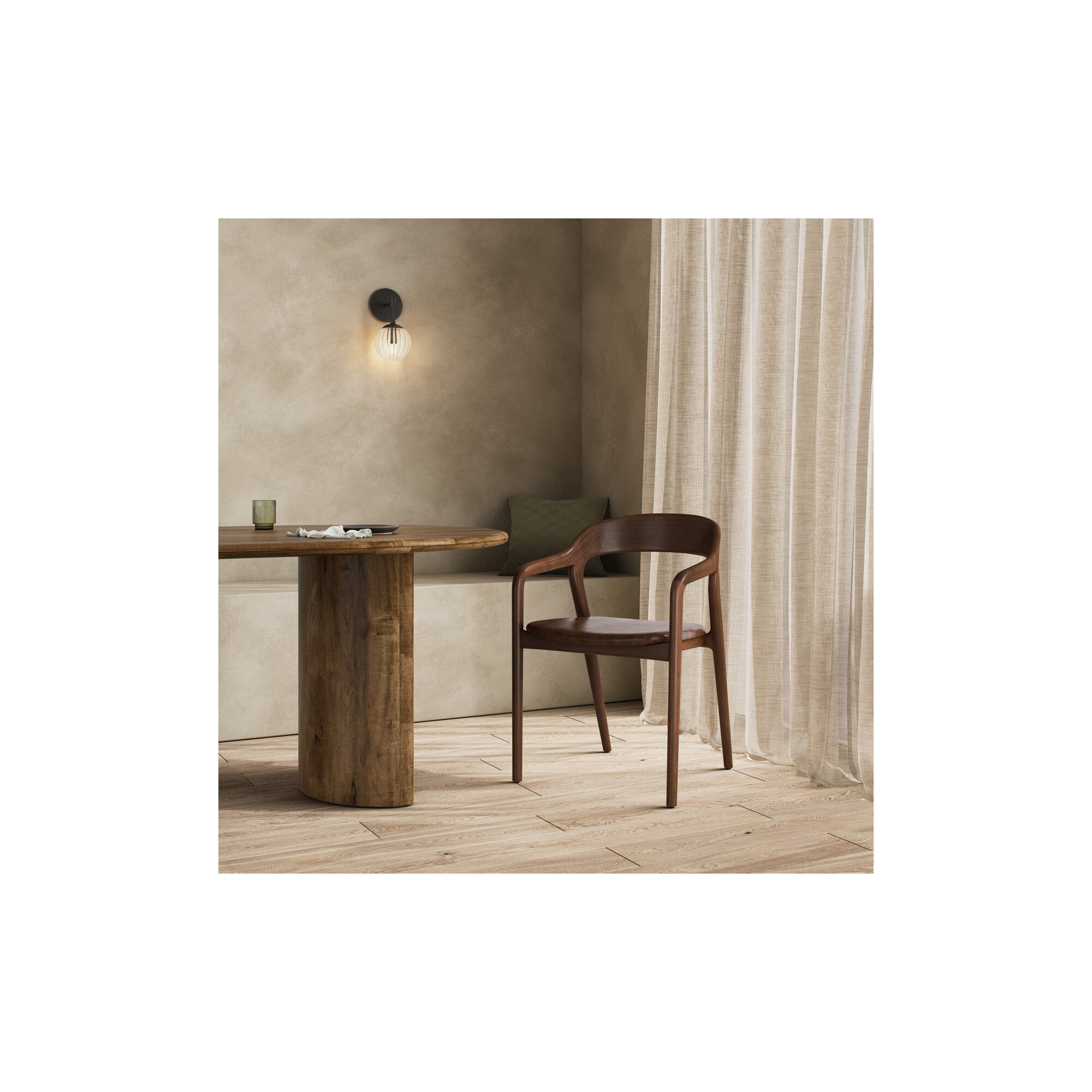 Kayla Leather Dining Armchair, Umber Ash, Sonoma Coco