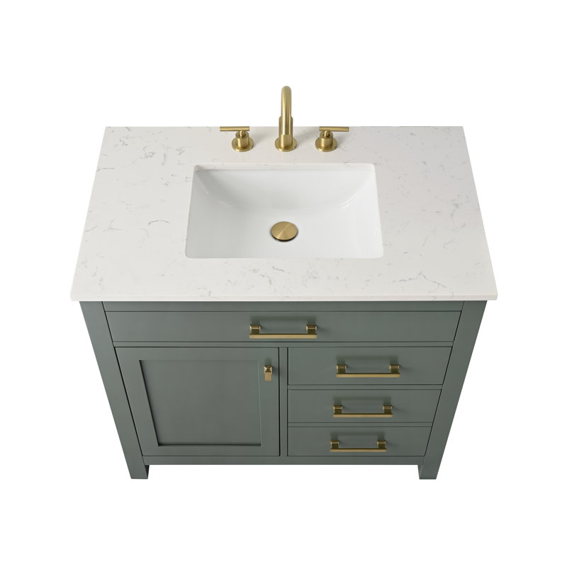Trevor 36" W Single Vanity, Vintage Green/Brushed Gold