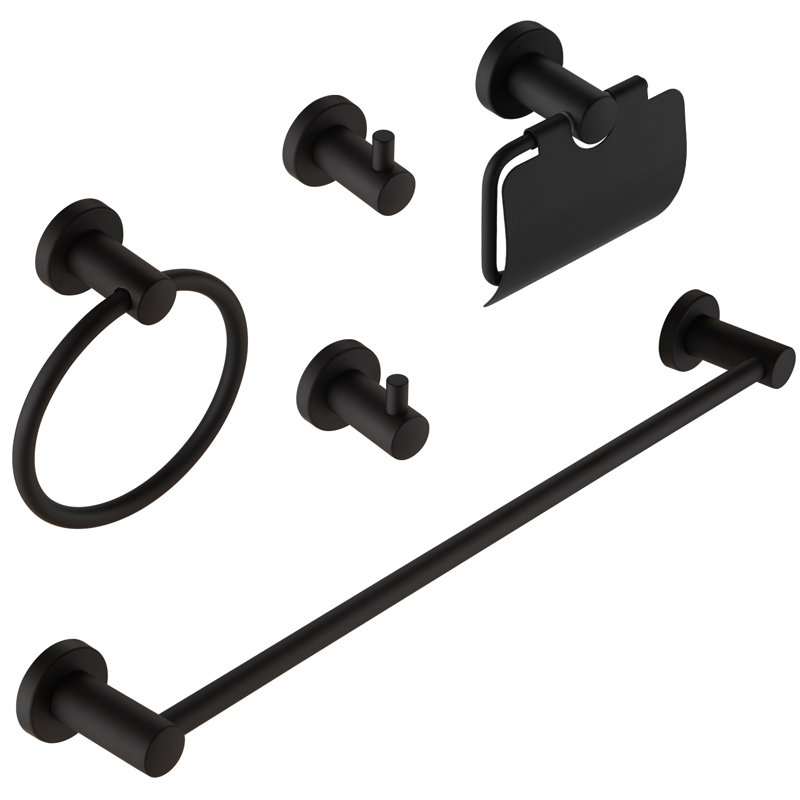 Safira 5 - Piece Bathroom Hardware Set, Matte Black