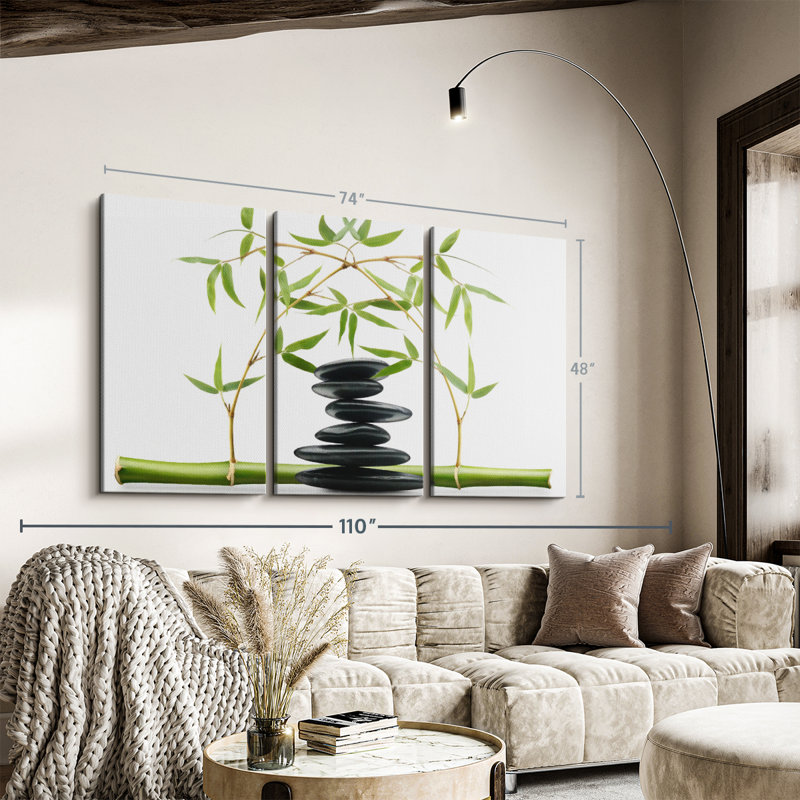 Nature «Galets zen et bambou» sur, H 48 po x l 74 po