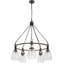 Lustre 60 po x 5 Alysoun en métal avec accent de toile de jute et abat-jour en verre