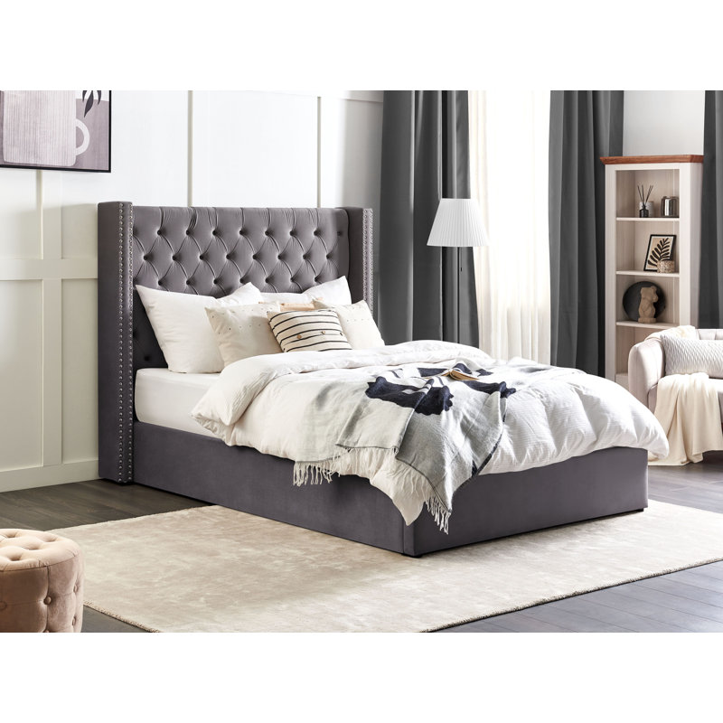 Shala Upholstered Ottoman Storage Bed, Grey, Double (4'6)