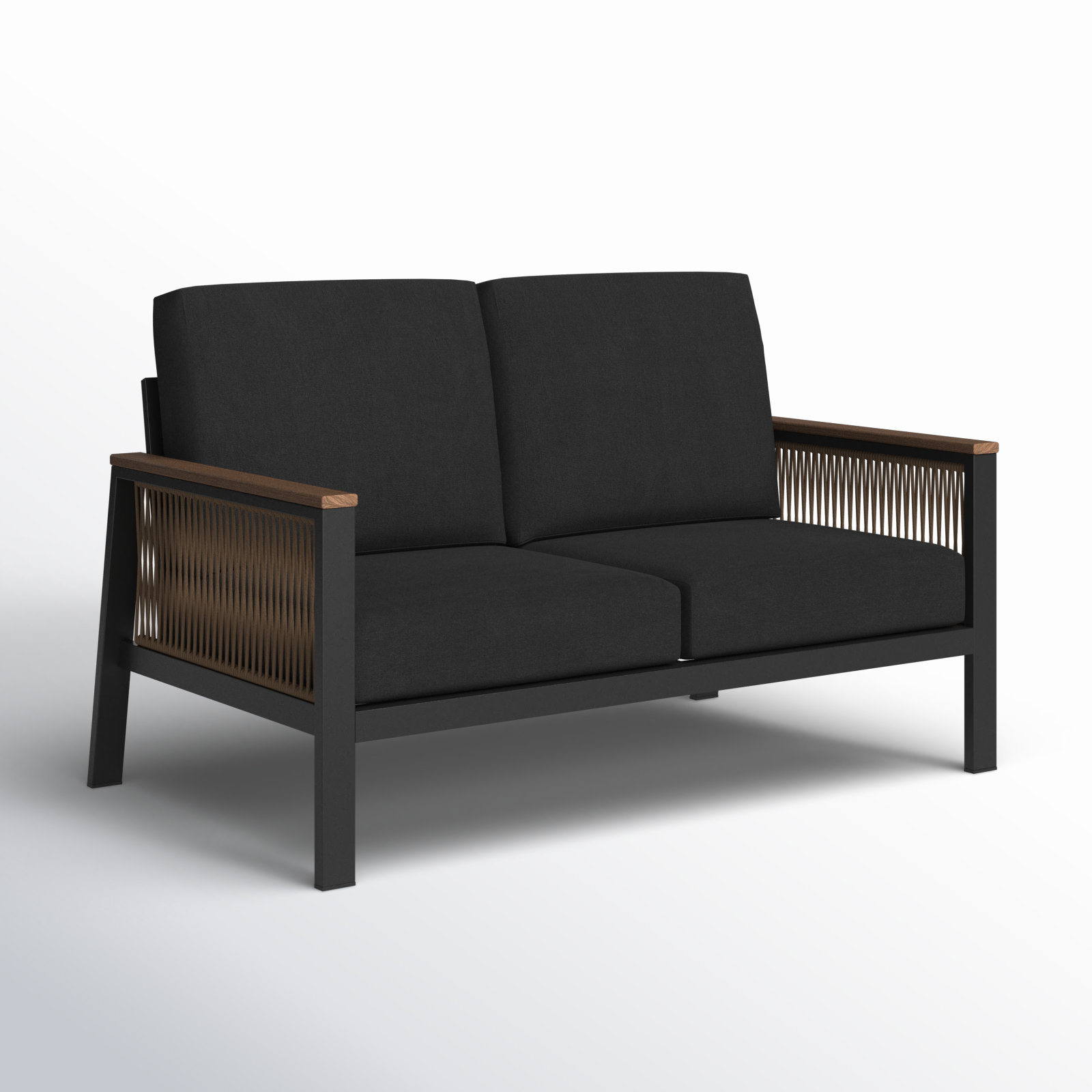 Townsend 55" Sunbrella® Patio Loveseat, Cast Silver Sunbrella®, Gray/Brown