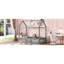 Lit simple avec porte et clôture, gris - clôture en bois de pin en construction