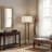 Lighting, 62-inch height, floor lamp, black metal, ivory/cream shade, modern style