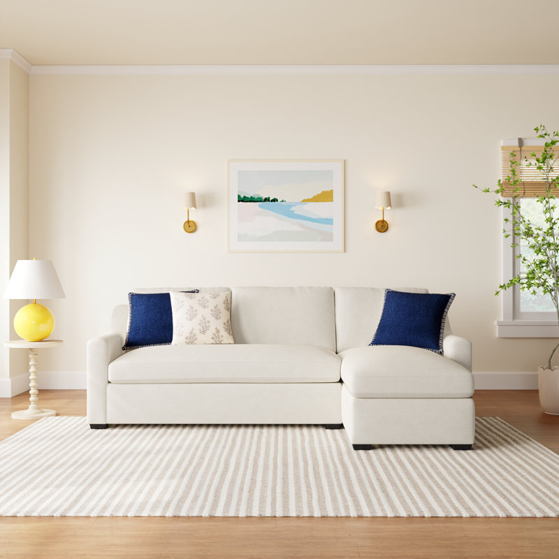 Cranbrook Upholstered L-Shaped Sectional, Nomad Snow Crypton® Chenille, Right Hand Facing