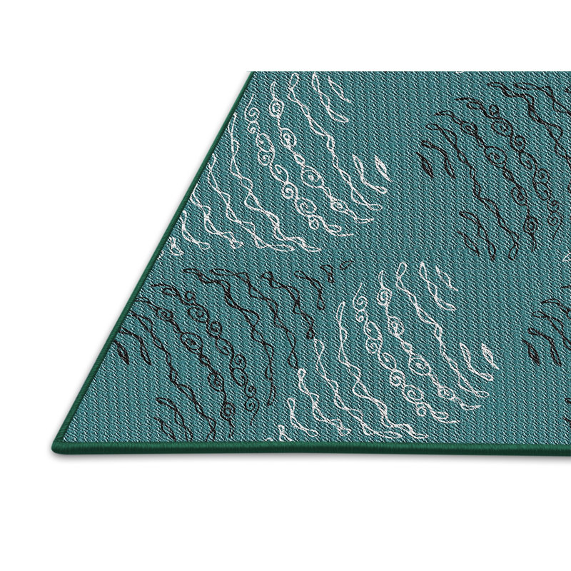 Tapis de surface verte à motif de mer, Rectangle 5 pi x 7 pi