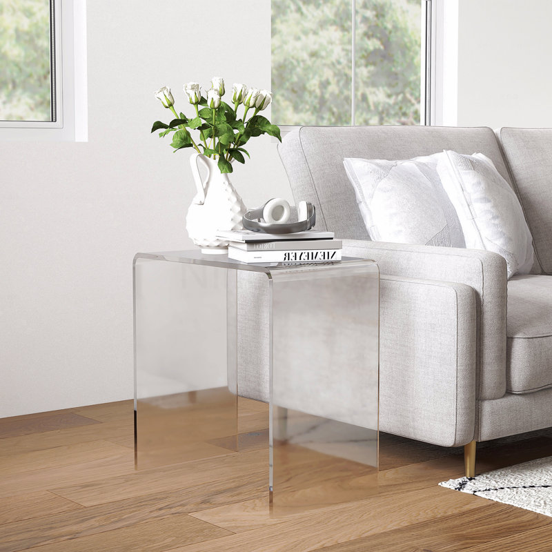 Table basse rectangulaire en acrylique 21 mm, 21 po H x 21 po L x 12 po l