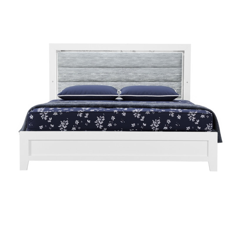 Structure de lit grand et blanc tapissier blanc et gris clair
