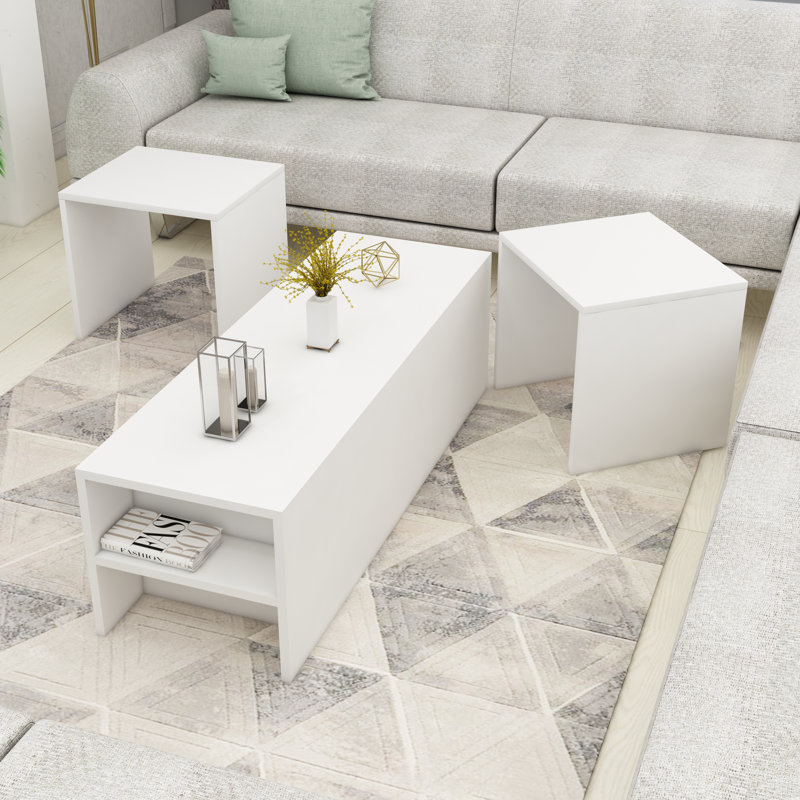 Erum Sled Coffee Table with Storage, White