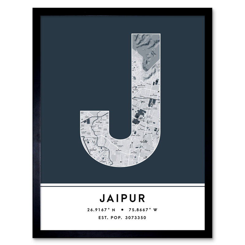 Jaipur City Map Jaipur Navy - Single Picture Frame Typography