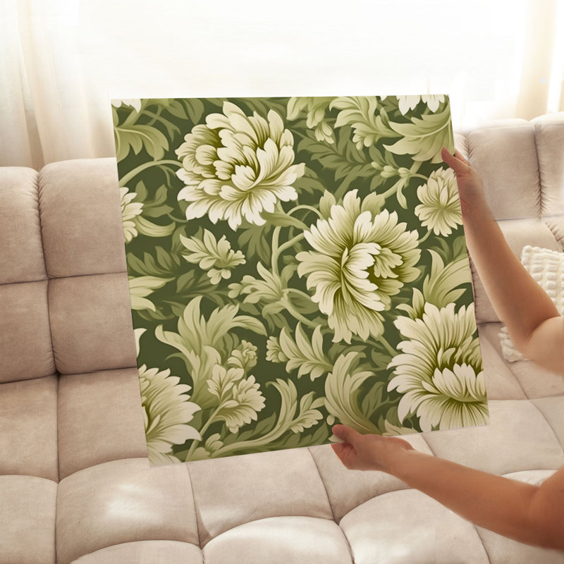 «Botanical William Morris Style Damask», reproduction d'art classique sans cadre, H 12 po x l 12 po