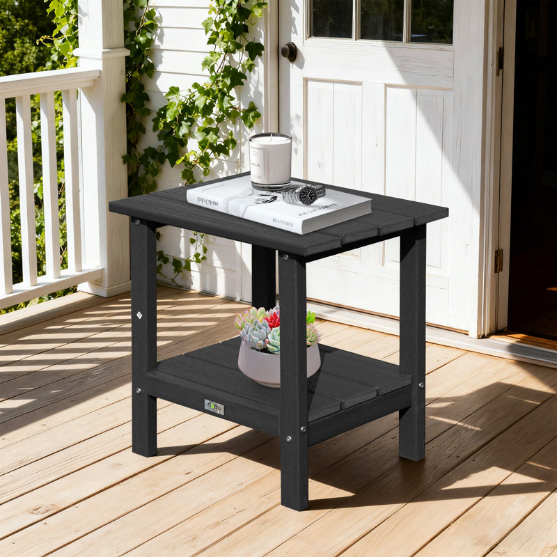 Table d'appoint en PEHD rectangulaire à deux niveaux Adirondack, Black