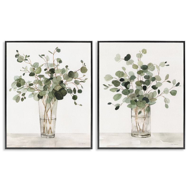 «Eucalyptus Herb Vases», ensemble de 2 giclées encadrées, design par Carol Robinson, H 14 po x l 22 po