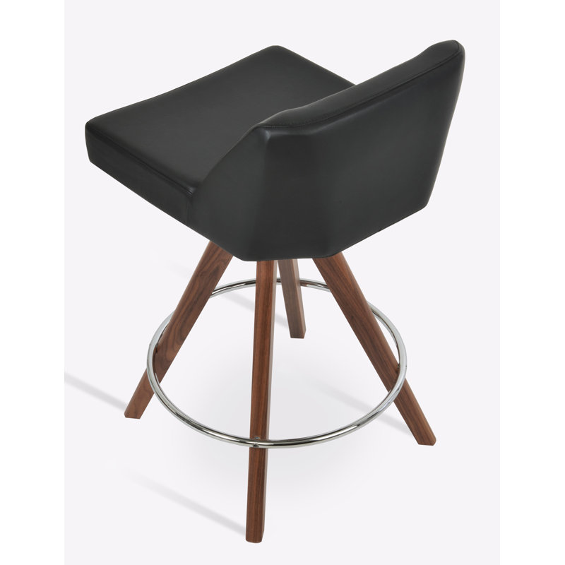 Tabouret pivotant en bois Prisma, Tabouret de bar (siège d'une hauteur de 30,5 po), Noir, Noyer