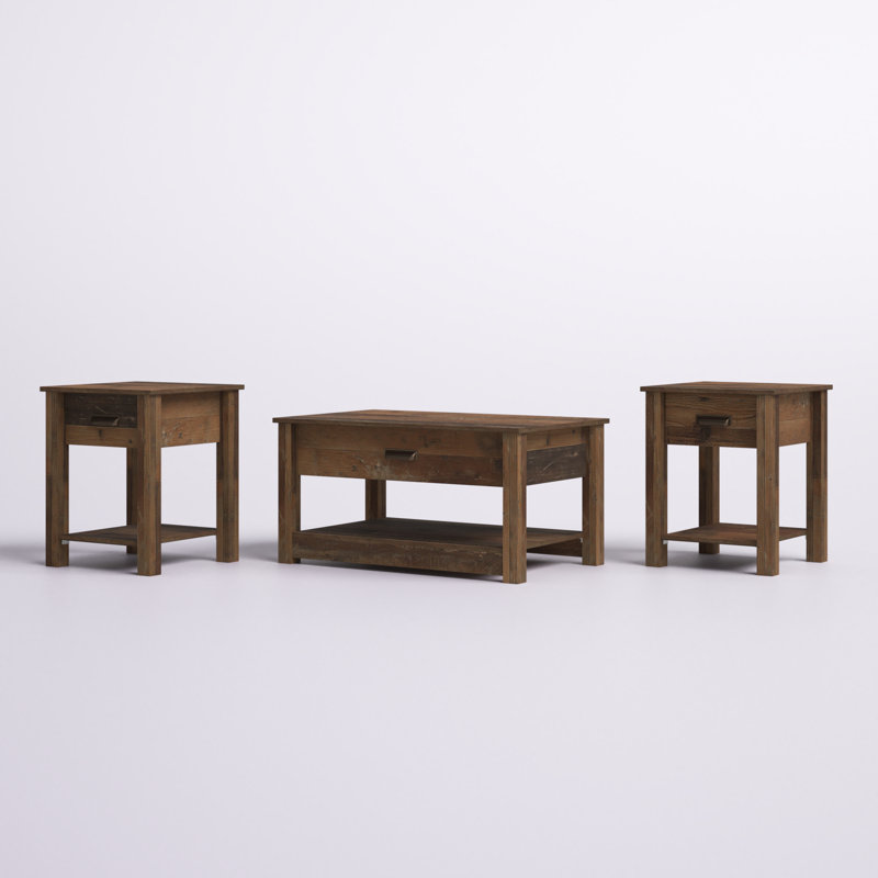 Ensemble de tables basses 3 pièces Lanarose, Chêne rétro
