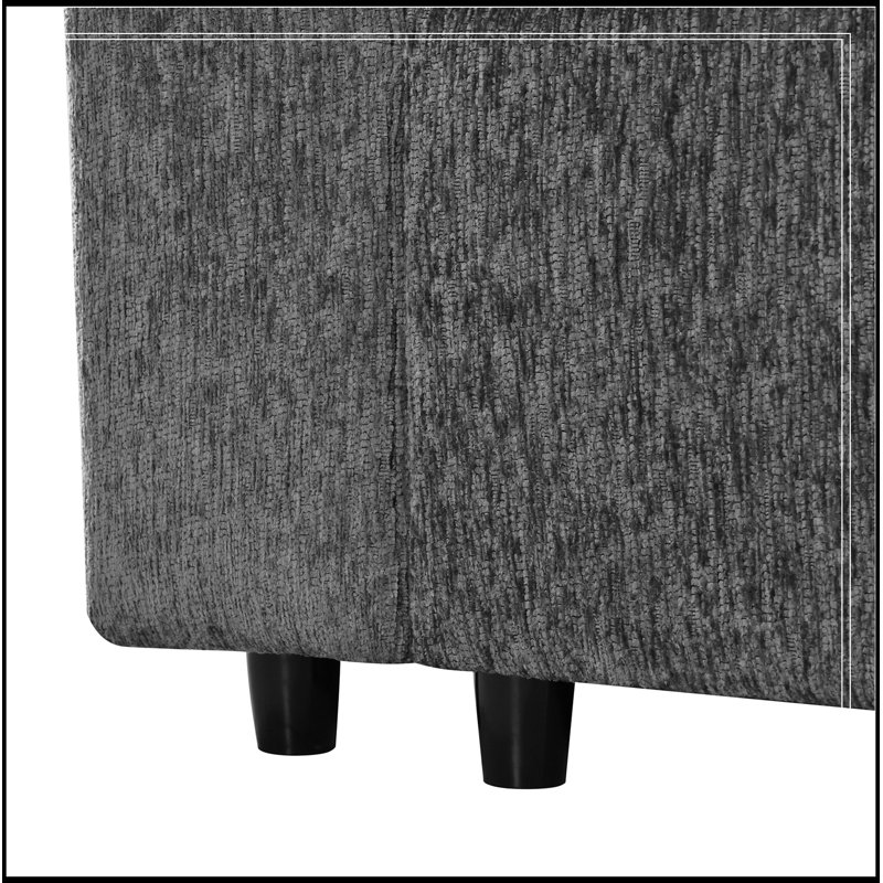 Causeuse en chenille avec structure en bois et coussin décoratif, Gris