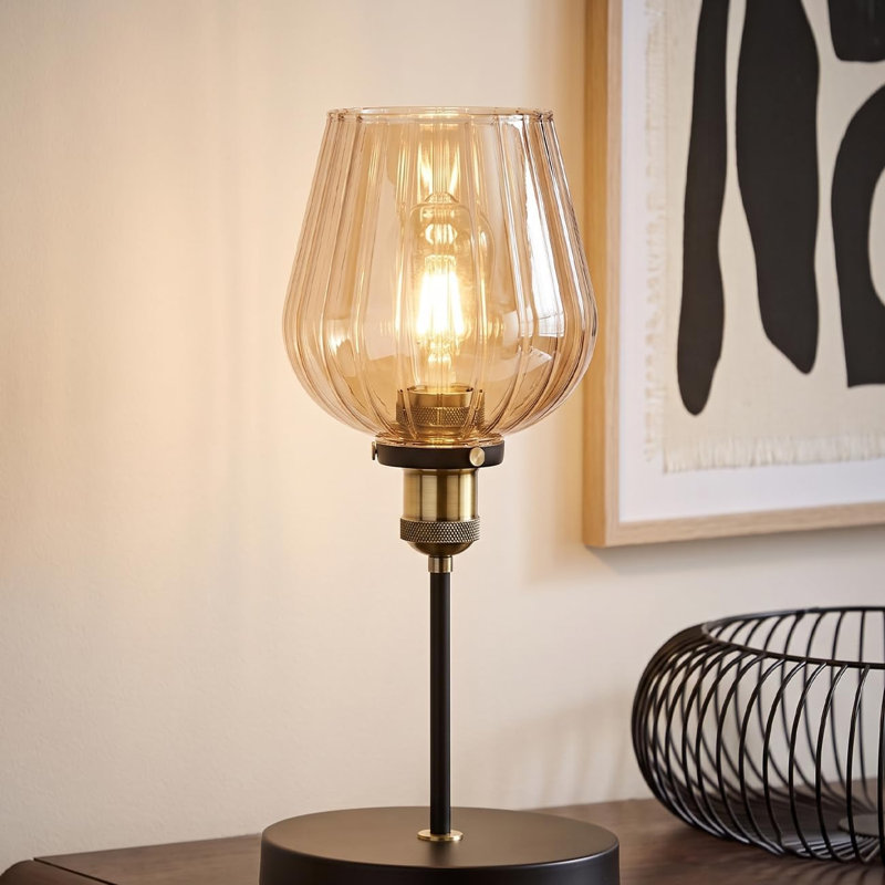 Glass Lamp Shade in Amber, Tapered