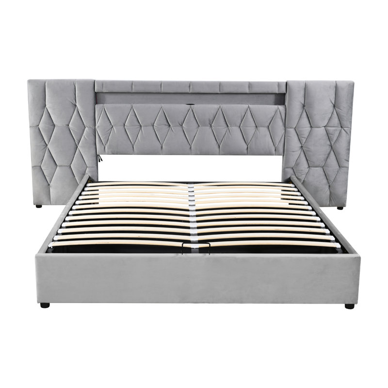 Nekane Upholstered Bed, Super King (6'), Grey