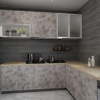 354" X 16" Concrete Contact Paper Peel And Stick Wallpaper, Gray Cement Matte Textured Waterproof Thick Self-adhesive Industrial 3d Wall Tile Vinyl Sticker For Bathroom, Kitchen, Bedroom & Countertops