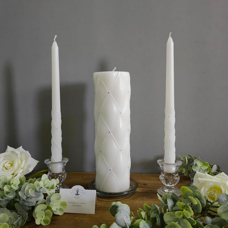Ensemble de bougies de mariage 11,5 "de haut blanc. Idéal pour les mariages, les événements spéciaux et l'éclairage d'urgence, la méditation du spa Reiki. W5