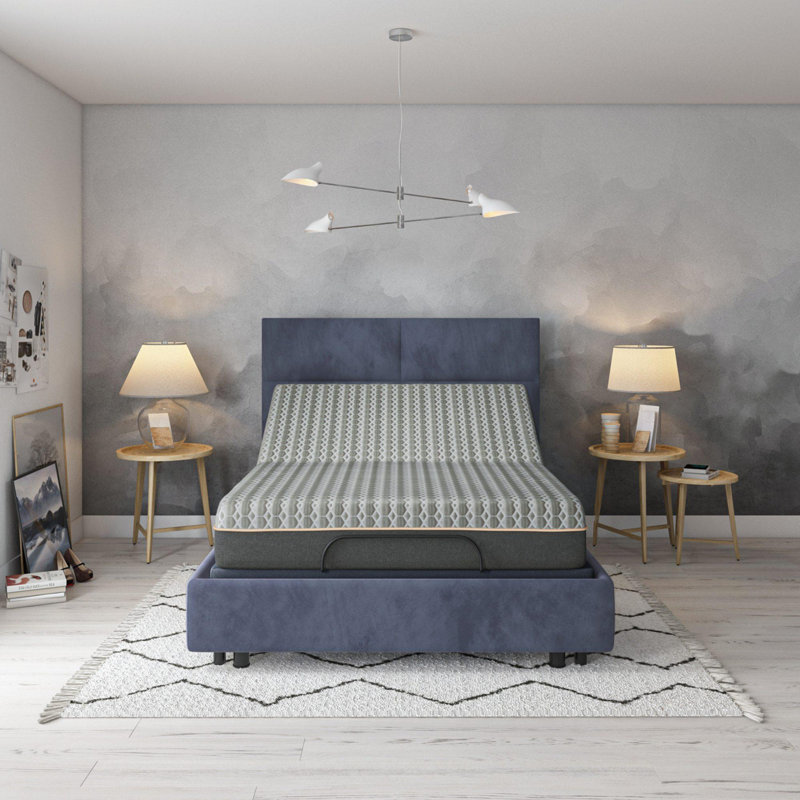 Matelas hybride avec couche de confort à mémoire de forme infusée de cuivre et système de ressorts de soutien, Lit double