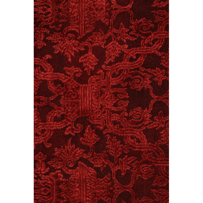 Rug & Kilim’S European Style Rug In Burgundy With Floral Patterns, Runner 35' x 73'