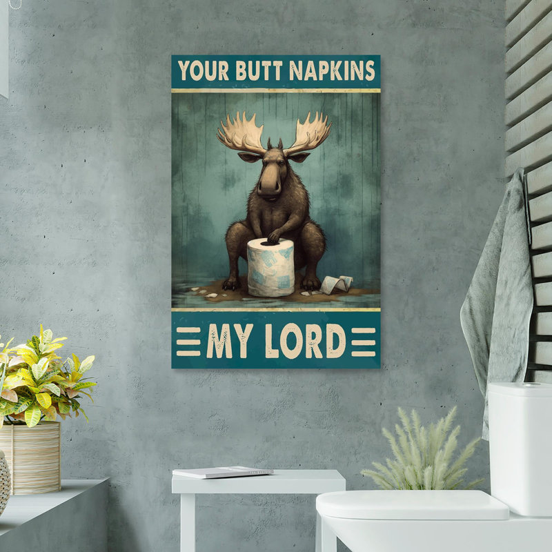 Impression sur toile, "Moose Your Bout Napkins My Lord", H 36 po x l 24 po x P 1,25 po