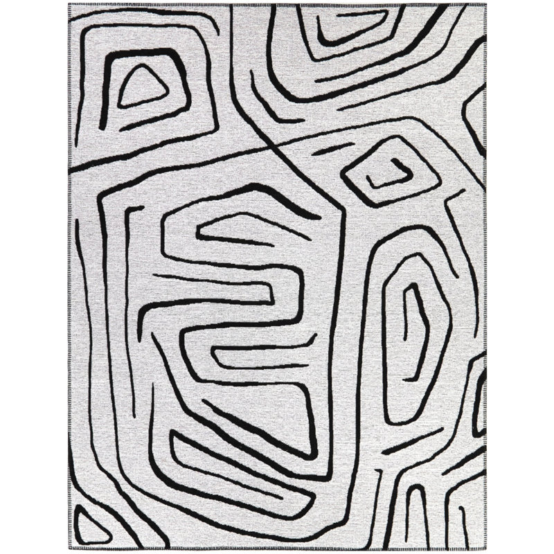Tapis rectangulaire tissé à plat à motif abstrait Brayde, Rectangle 7 pi 10 po x 10 pi