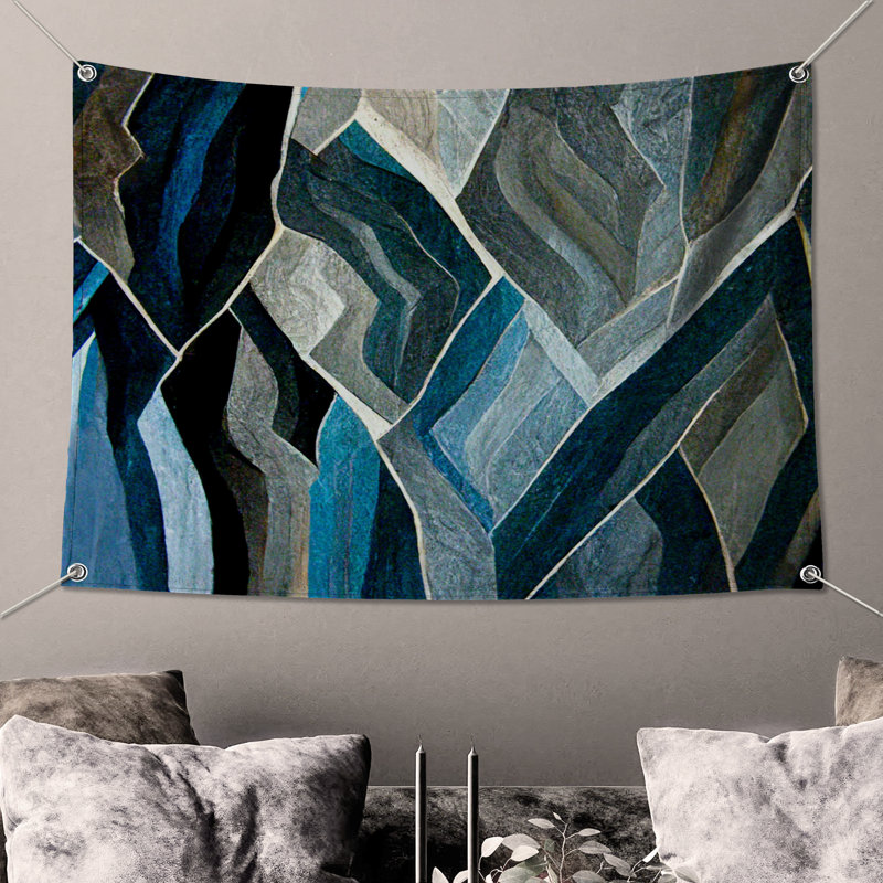 Tapisserie murale abstraite - art mural, H 51 po x l 60 po avec 4 œillets