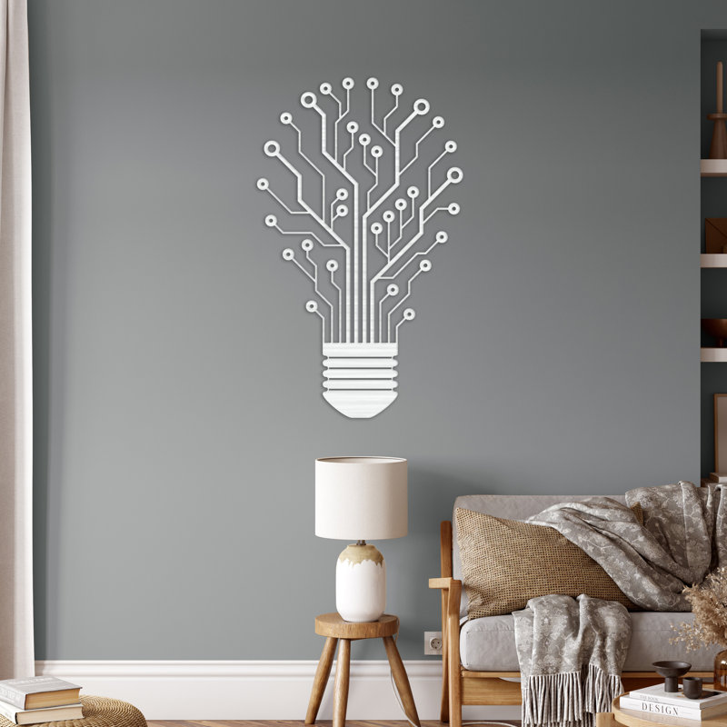 Décoration murale lumière abstraite - ACM, Argent, H 32 po x l 19,3 po x P 0,25 po