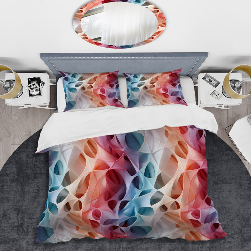 Ensemble de housse de couette mosaïque multicolore Dreamike, Housse de couette pour très grand lit et 2 très