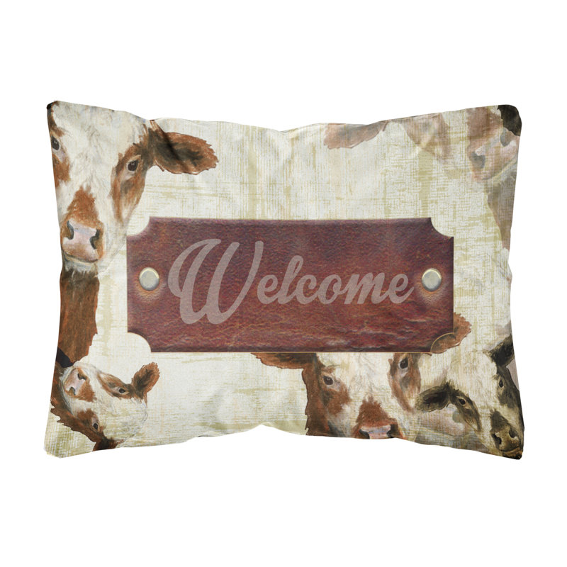 Coussin décoratif intérieur/extérieur à vache welcome