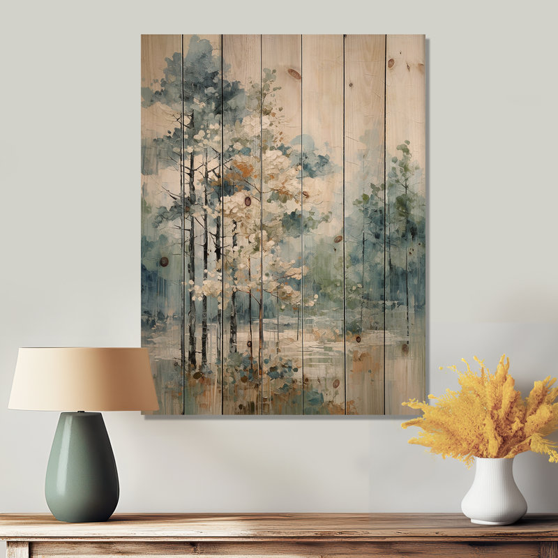 Panneaux de décoration murale Haliee Pine Enchanted Forest II - Floral Wood, H 32 po x l 24 po