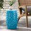 Table d'appoint industrielle bleue l 11,93 po x P 17,38 po pour l'entrée ou le salon, avec résistance aux intempéries et pièces métalliques de 12 po pour l'intérieur et l'extérieur