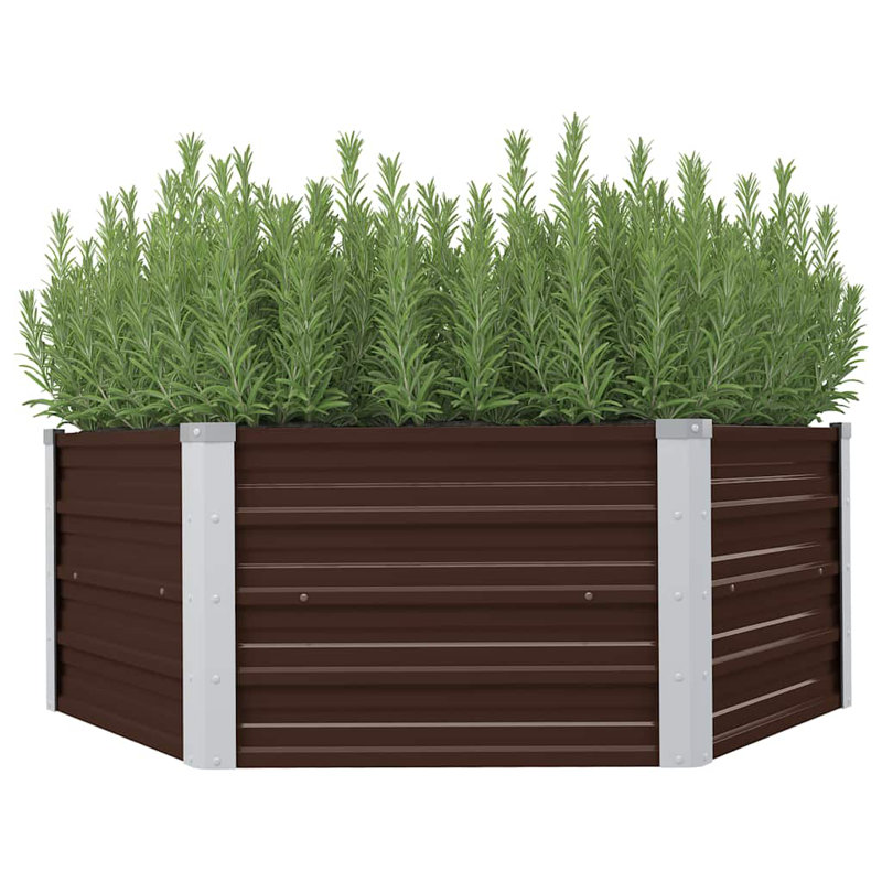 vidaXL Raised Garden Bed Brown Galvanized Steel 50.8x50.8x17.7 in, Brown