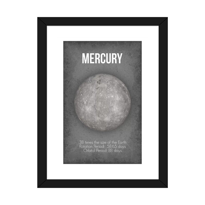 Décoration murale pour enfants Mercury, H 24 po x l 16 po x P 1 po, Papier encadré noir