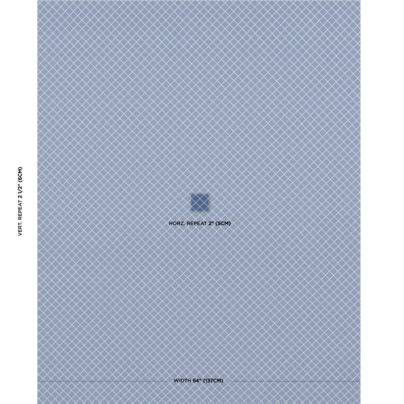 Schumacher x Mark D. Sikes Maggie Lattice Fabric, Cobalt