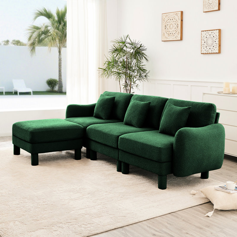 Canapé modulaire Boucle 3 au design moderne et amovible avec coussins moelleux pour se détendre, Vert