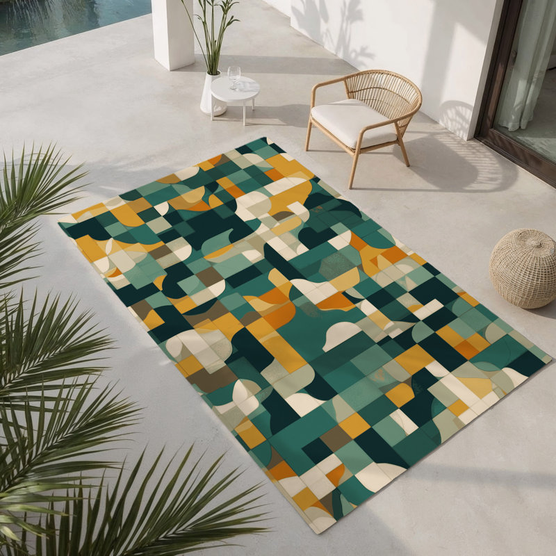 Tapis intérieur et extérieur Schématique, Rectangle 1 pi 6 po x 2 pi 6 po