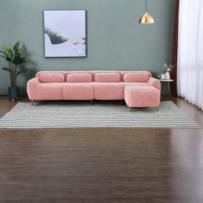 Premium Plush Sectionals, Modular Pink Sofa For Living Room Comfort