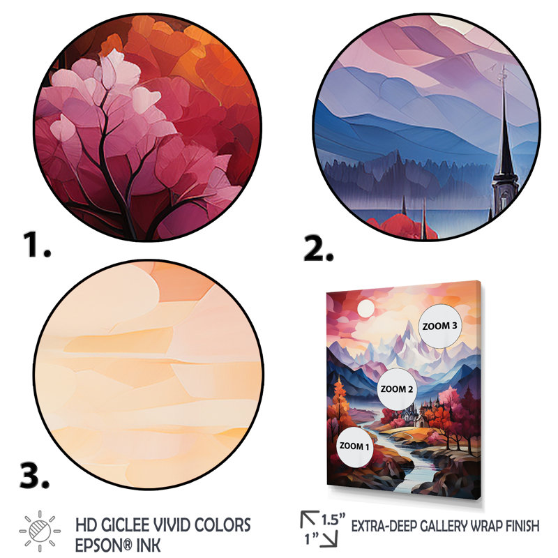 Paysage romantique majestueux 2, Cadre simple argenté, H 32 po x l 24 po x P 1 po
