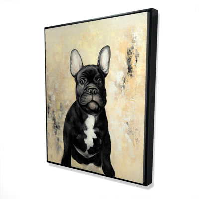 Toile encadrée noire French Bulldog | Décoration intérieure contemporaine
