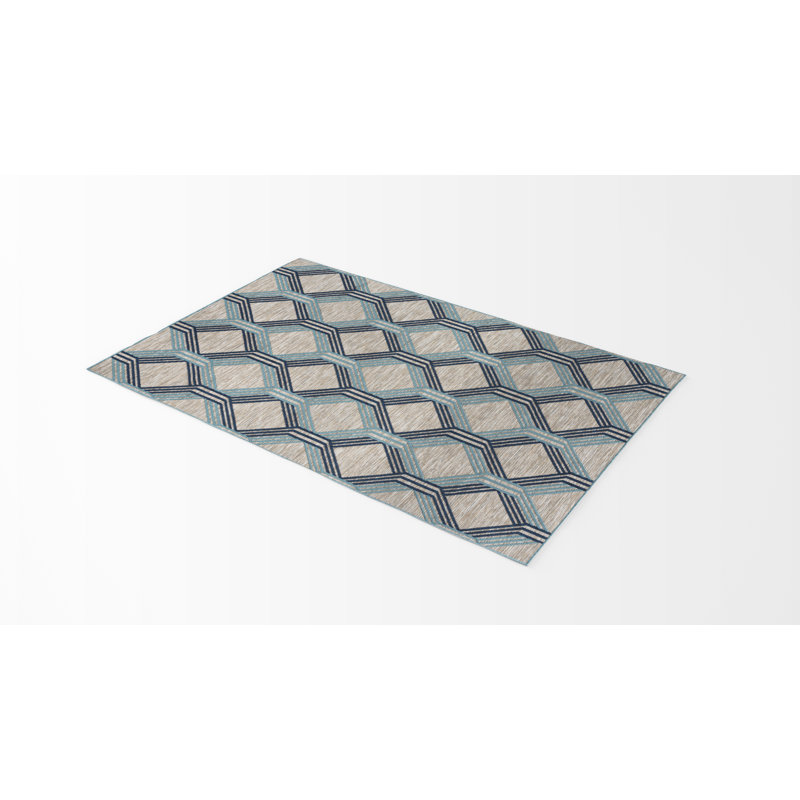 Tapis d'intérieur / extérieur géométrique de qualité supérieure Derreck, Rectangle 5 pi 3 po x 7 pi 7 po