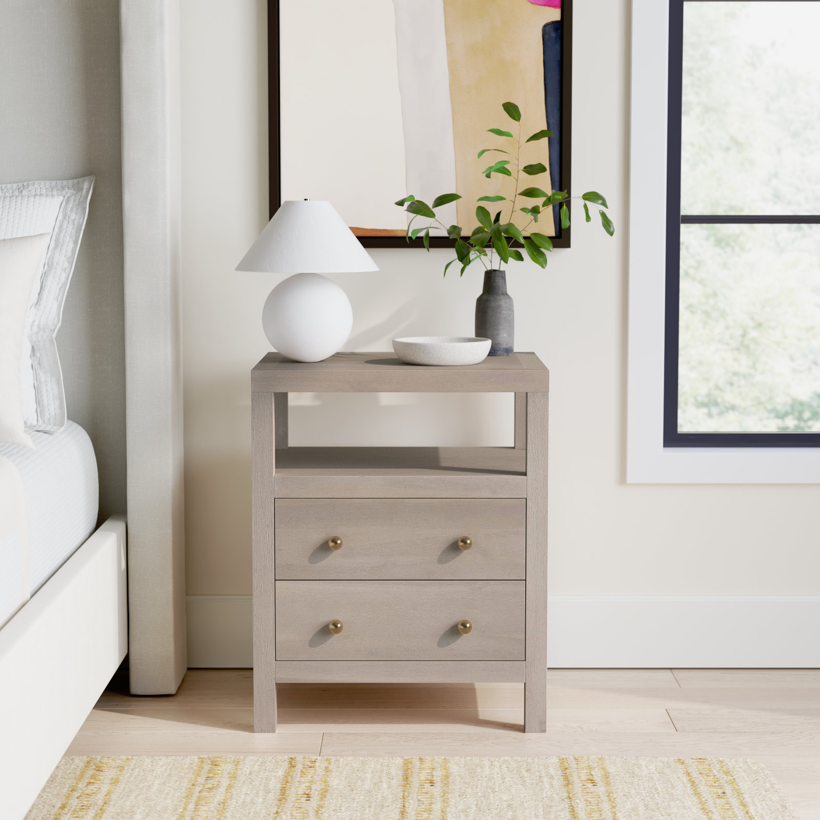 Celine 21" 2-Drawer Nightstand, Antique Taupe