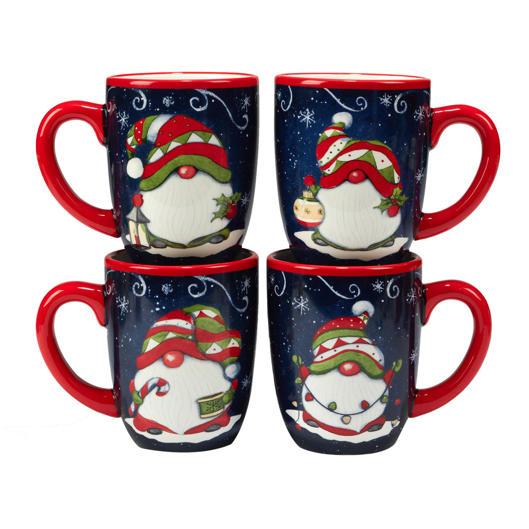 Certified International 4 Piece Holiday Magic Gnomes Mug Set Certified International