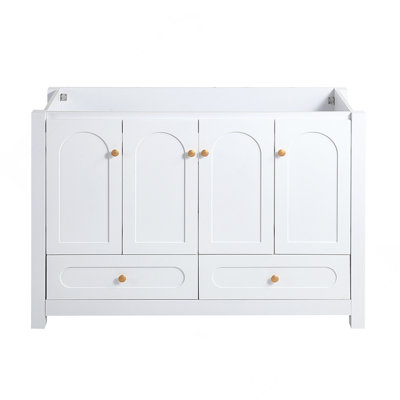 48" White Bathroom Vanity   Abundant Storage Cabinet -4 Soft Close Doors And 2 Drawers (Excluding The Ceramic Basin)