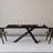 Black Rectangular Solid Wood+Iron Dining Table-1970610421