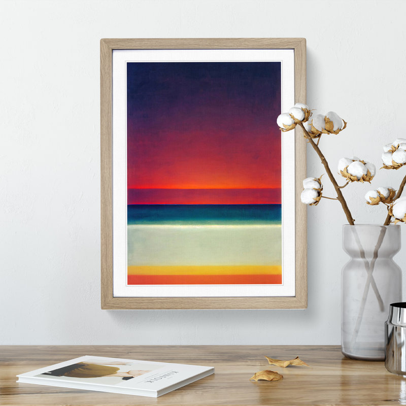Stellar Abstract Sunset - Framed Print, 64cm H x 46cm W x 2cm D, Oak Framed